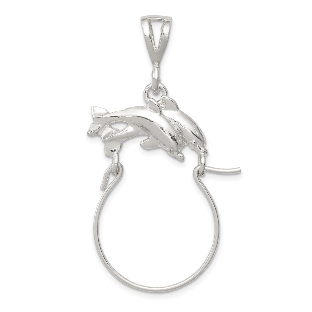 QC562.jpg Sterling Silver Dolphin Charm Holder - Image 1