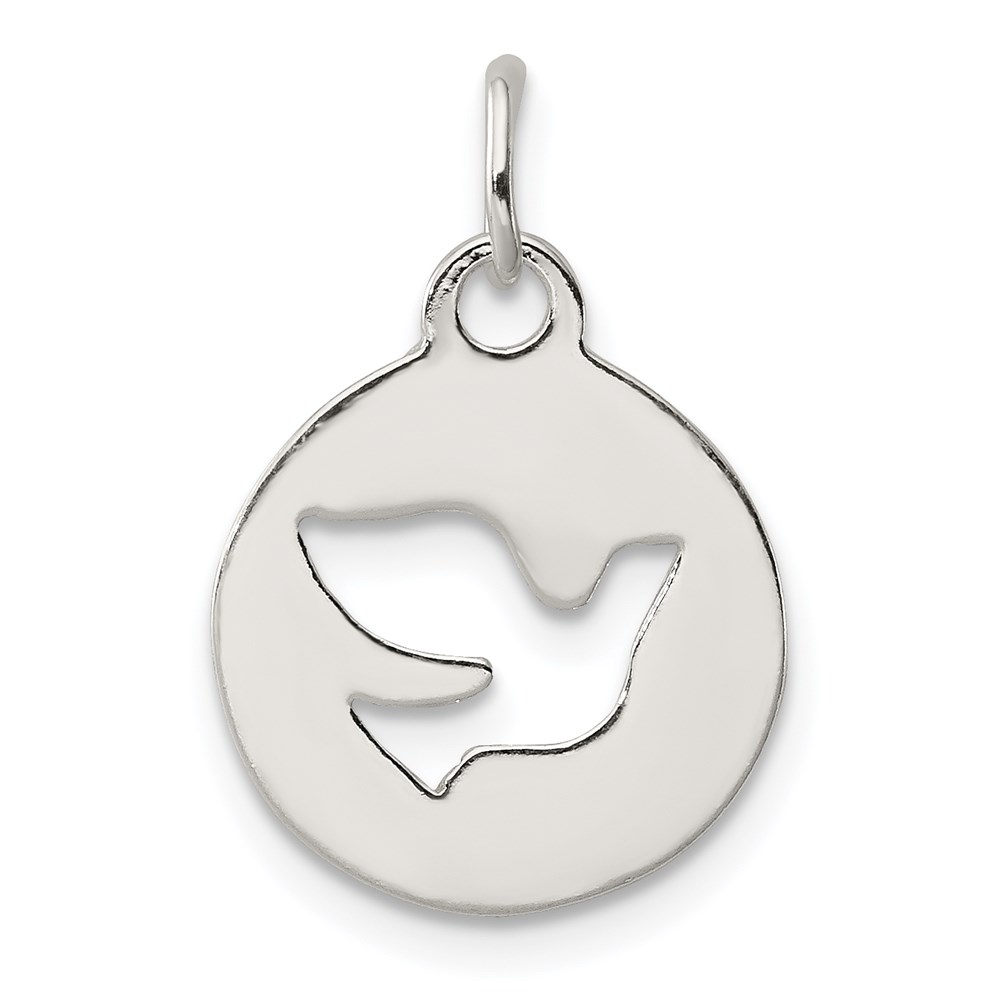 QC6694.jpg Sterling Silver Circle w/Dove Charm - Image 1