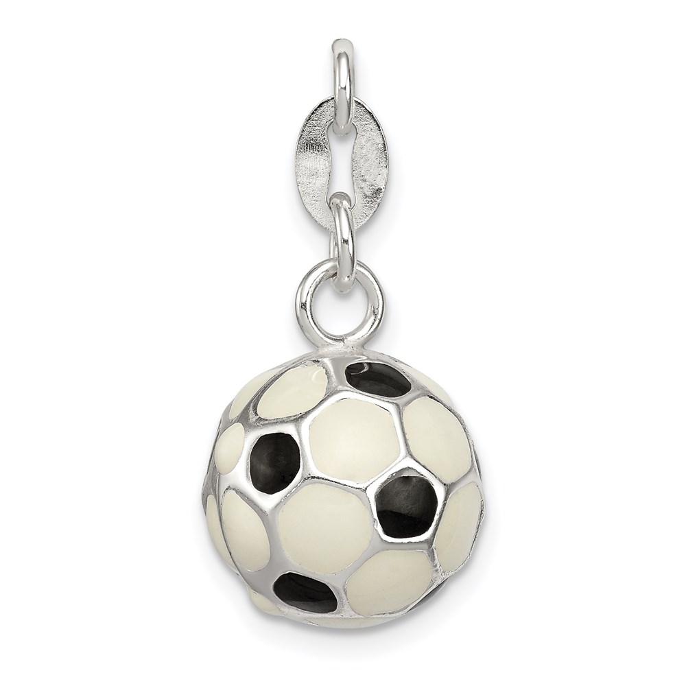 QC7145.jpg Sterling Silver Enameled Soccer Ball Charm - Image 1