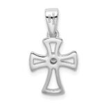 Sterling Silver Rhodium Plated CZ Open Cross Pendant - Image 3