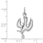 Sterling Silver Platinum-plated Polished Dove with CZ Pendant - Image 4