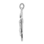 Sterling Silver Platinum-plated Black Epxy Purple CZ INRI Cross Pendant - Image 2