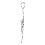 Sterling Silver Polished & Textured Large Floral Cross w/Jesus Pendant - Image 2