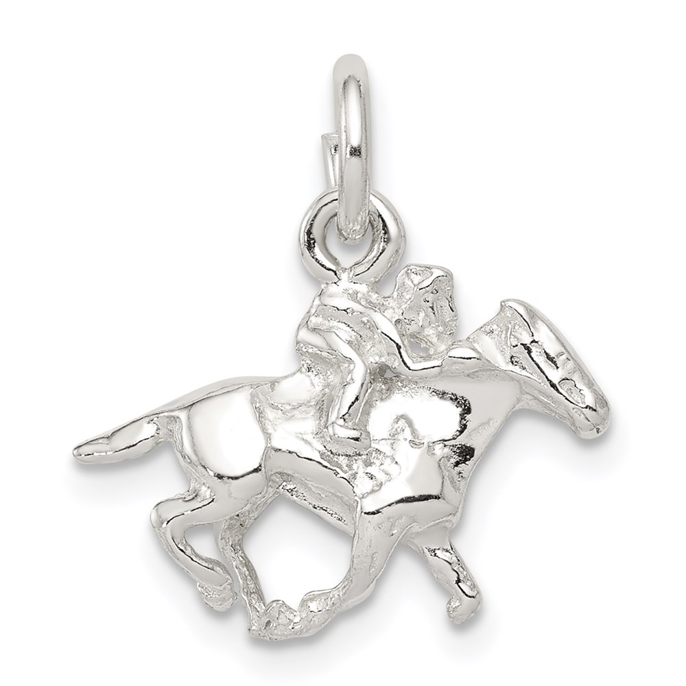 QC848.jpg Sterling Silver Horse w/Rider Charm - Image 1