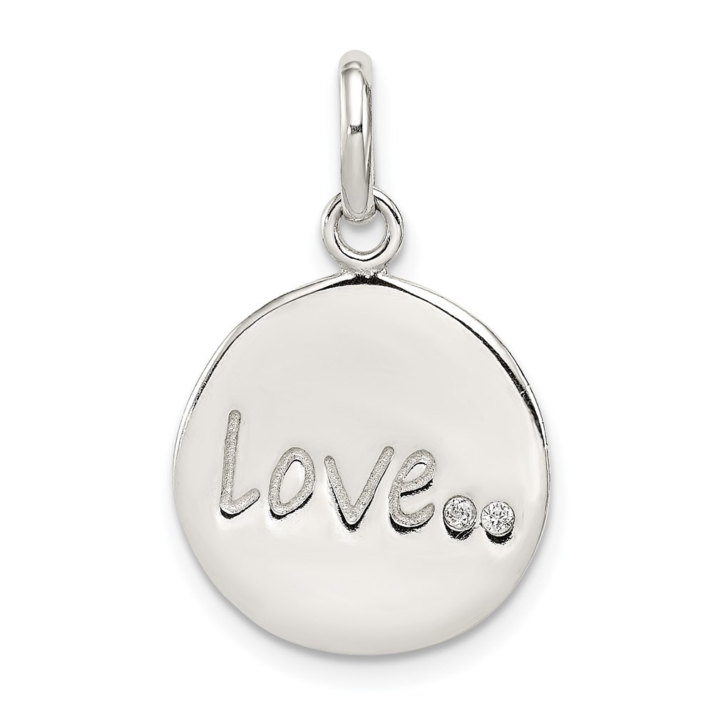 QC8539.jpg Sterling Silver Polished and Diamond-cut LOVE CZ Charm - Image 1