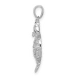 Sterling Silver Rhodium-plated CZ Owl Pendant - Image 2