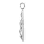 Sterling Silver Rhodium-plated Polished INRI Latin Crucifix Pendant - Image 2