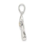Sterling Silver Angel w/Yellow CZ Heart Pendant - Image 2