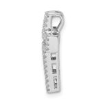 Sterling Silver Rhodium-plated Pink & White CZ Cross Chain Slide - Image 2