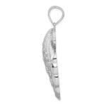 De-Ani Sterling Silver Rhodium-Plated Diamond-Cut Large Scallop Shell Pendant - Image 2