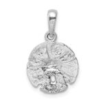 De-Ani Sterling Silver Rhodium-Plated Polished and Textured Sand Dollar Pendant - Image 5