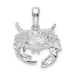 De-Ani Sterling Silver Rhodium-Plated Polished Stone Crab Pendant - Image 4
