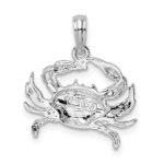De-Ani Sterling Silver Rhodium-Plated Polished Blue Crab Pendant - Image 5