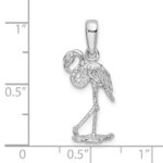 De-Ani Sterling Silver Rhodium-Plated Polished 3D Flamingo Pendant - Image 6