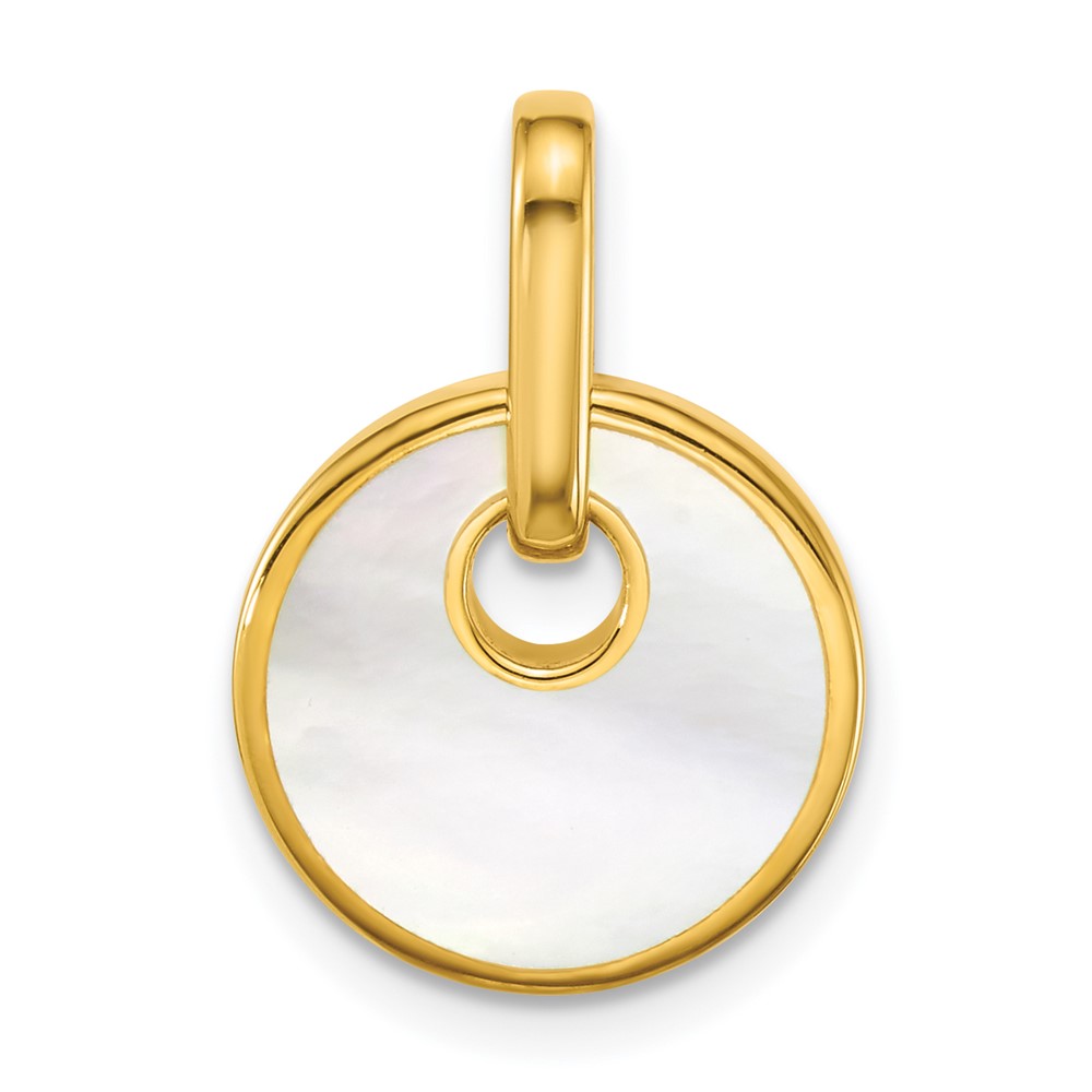 QG7147P.jpg Sterling Silver Gold-plated Polished Mother of Pearl Circle Drop Pendant - Image 1