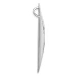 Sterling Silver Rhodium-plated Polished and Brushed Fancy Concave Oval Chain Slide Pendant - Image 2
