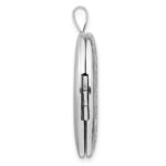 Sterling Silver Rhodium-plated Heart Border 26x20mm Oval Locket - Image 2
