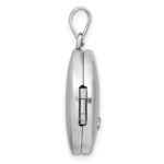 Sterling Silver Rhodium-plated Diamond 20mm Round Locket - Image 2