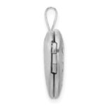 Sterling Silver RH-plated Polished / Satin Epoxy 16mm Floral Heart Locket - Image 2