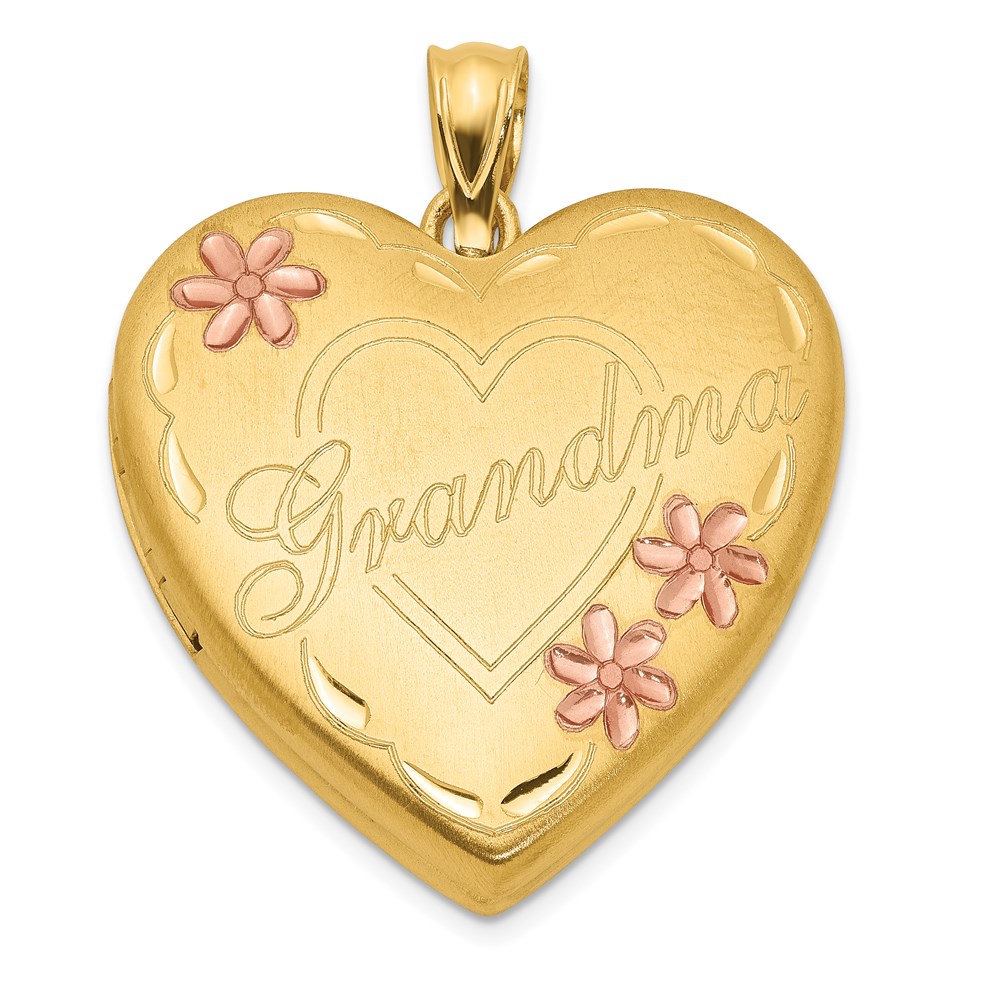 QLS118.jpg 1/20 14K Gold Filled Grandma 23mm Enameled Family Heart Locket - Image 1