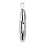 Sterling Silver Rhodium-plated Polished Front/Brushed Back 1/20 carat Diamond Hearts Swirl Design 26mm Oval Locket - Image 2