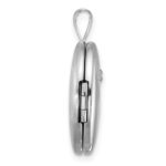Sterling Silver Rhodium-plated Brushed And Polished 1/20 carat Diamond 16mm Oval Locket - Image 2