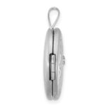 Sterling Silver Rhodium-plated Brushed  1/20 carat Diamond Engraved Cross 16mm Oval Locket - Image 2