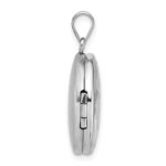 Sterling Silver Rhodium-plated Polished Front/Brushed Back Multi-Heart 20mm Round Locket - Image 2