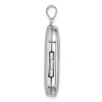 Sterling Silver Rhodium-plated Polished Front/Brushed Back Two Hearts 20mm Rectangle Locket - Image 2