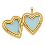 Sterling Silver Gold-plated Polished Front/Brushed Back Pink Rose Resin Cameo 20mm Heart Locket - Image 4