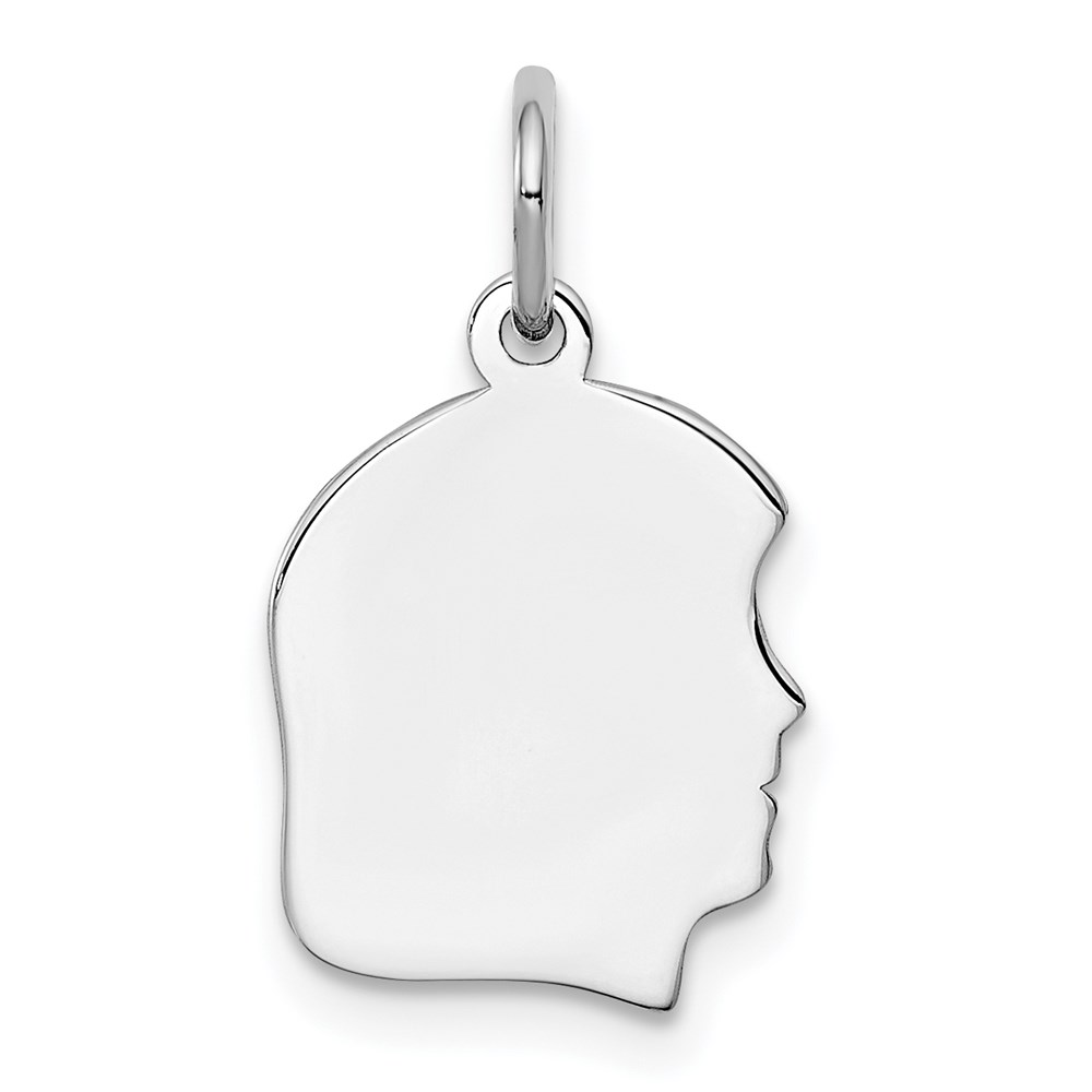 QM346-4.jpg Sterl Silver Rh-plt Engraveable Girl Polished Front/Satin Back Disc Charm - Image 1