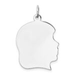Sterling Silver Rh-plt Engraveable Girl Disc Charm Polish on Front/Back