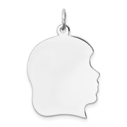 Sterling Silver Rh-plt Engraveable Girl Disc Charm Polish on Front/Back