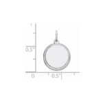 Sterling Silver Rhod-plated Eng. Rnd Polish Front/Satin Back Disc Charm - Image 3