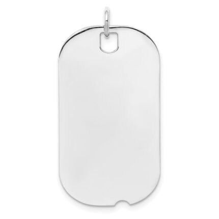 Sterling Silver Rh-plt Engraveable Dog Tag Polished Front/Back Disc Charm