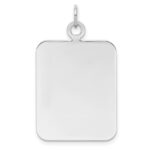 Sterl Silver Rh-plt Engraveable Rectangle Polished Front/Back Disc Charm