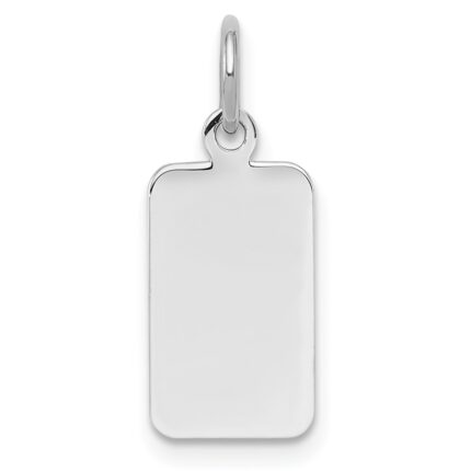 Sterl Silver Rh-plt Engraveable Rectangle Polished Front/Back Disc Charm