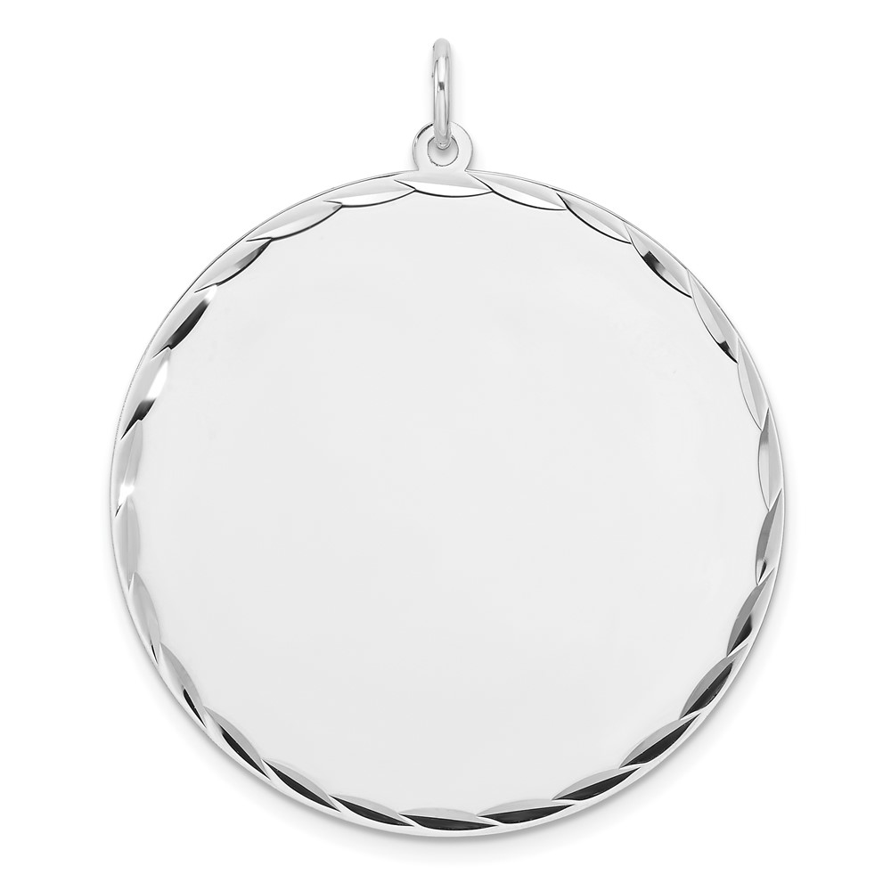 QM545-4.jpg Sterling Silver Rhod-plated Eng. Rnd Polish Front/Satin Back Disc Charm - Image 1