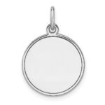 Sterling Silver Rhod-plated Eng. Rnd Polish Front / Back Disc Charm