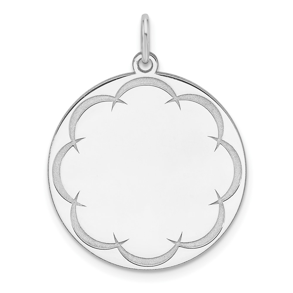 QM547.jpg Sterling Silver Rhod-plated Eng. Rnd Polish Front/Satin Back Disc Charm - Image 1