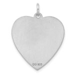 SS Rh-plt Engraveable Heart Polished Front/Satin Back Disc Charm - Image 2