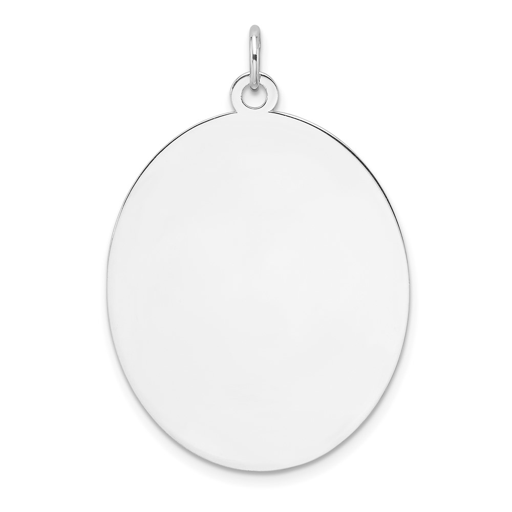 QM561P.jpg Sterling Silver Rhod-plate Eng. Oval Polish Front/Back Disc Charm - Image 1