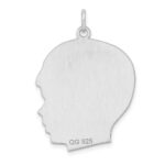 Sterl Silver Rh-plt Engraveable Boy Polished Front/Satin Back Disc Charm - Image 2