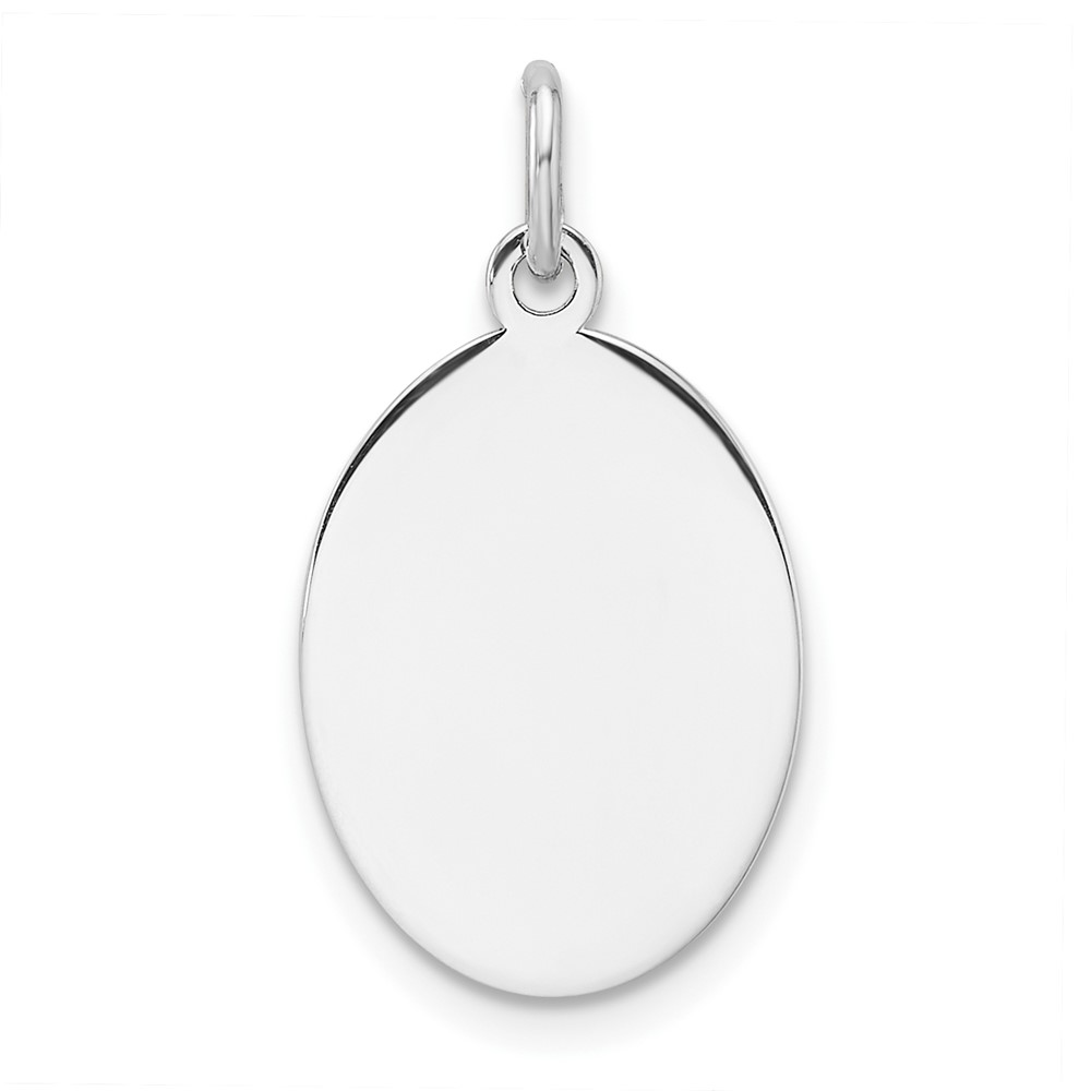 QM567-1.jpg Sterl Silver Rh-plt Engraveable Oval Polished Front/Satin Back Disc Charm - Image 1