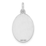 Sterl Silver Rh-plt Engraveable Oval Polished Front/Satin Back Disc Charm - Image 3