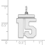 Sterling/Silver Rhodium-plated Polished Number 15 Charm - Image 3