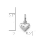 Sterling Silver Rhodium-plated Polished Heart Children's Pendant - Image 3