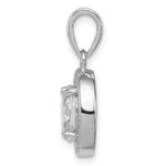 Sterling Silver Rhodium-plated w/ CZ Oval Pendant - Image 2