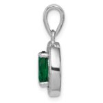 Sterling Silver Rhod-plated w/ Green and White CZ Oval Pendant - Image 2