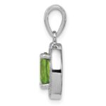 Sterling Silver Rhod-plated Light Green and White CZ Oval Pendant - Image 2